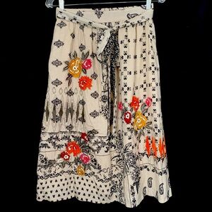 Vineet Bahl Linen Blend Embroidered Floral Skirt